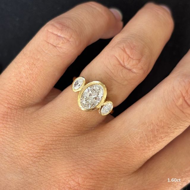 Varani Yellow Gold Rub-Over Three Stone Engagement Ring