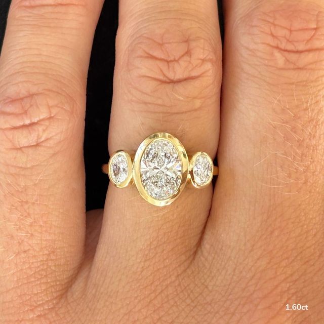 Varani Yellow Gold Rub-Over Three Stone Engagement Ring