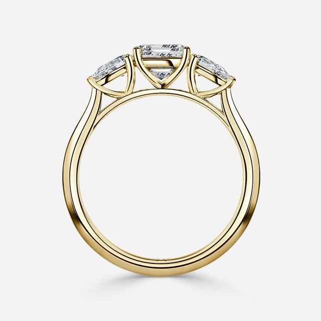 Amaya Yellow Gold Pear Shape Wedfit Trilogy Engagement Ring