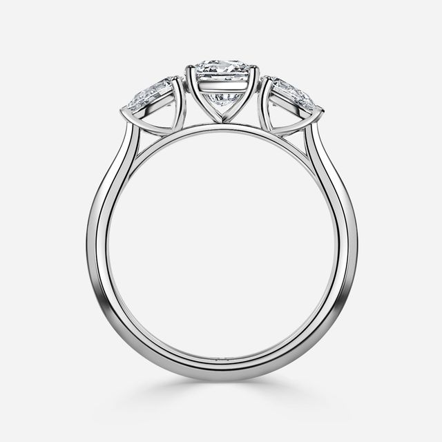 Amaya Platinum Pear Shape Wedfit Trilogy Engagement Ring