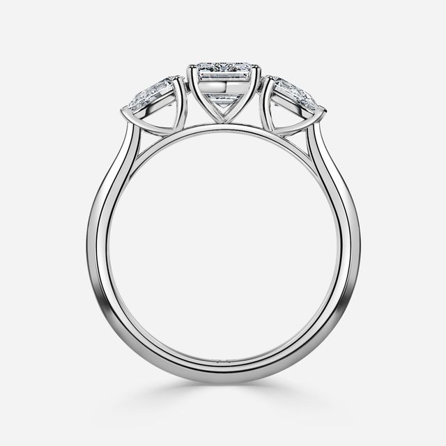 Amaya Platinum Pear Shape Wedfit Trilogy Engagement Ring