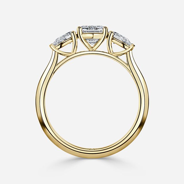 Amaya Yellow Gold Pear Shape Wedfit Trilogy Engagement Ring