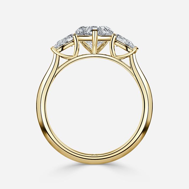 Amaya Yellow Gold Pear Shape Wedfit Trilogy Engagement Ring