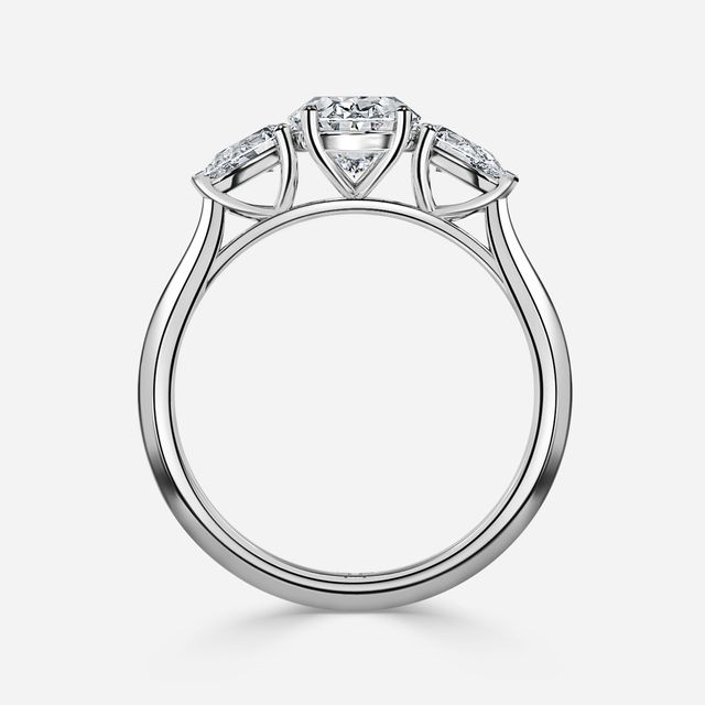 Amaya Platinum Pear Shape Wedfit Trilogy Engagement Ring