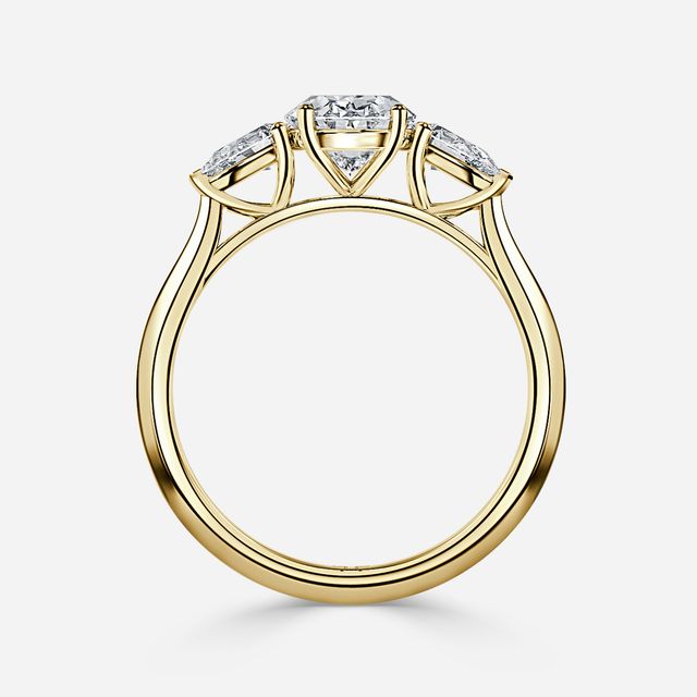 Amaya Yellow Gold Pear Shape Wedfit Trilogy Engagement Ring
