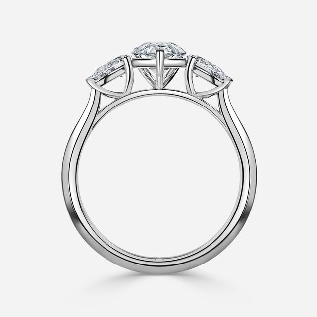 Amaya Platinum Pear Shape Wedfit Trilogy Engagement Ring