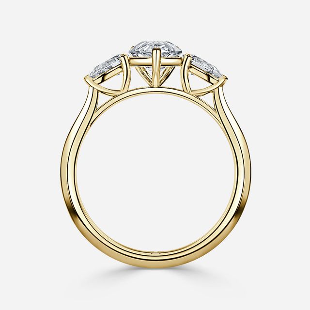 Amaya Yellow Gold Pear Shape Wedfit Trilogy Engagement Ring