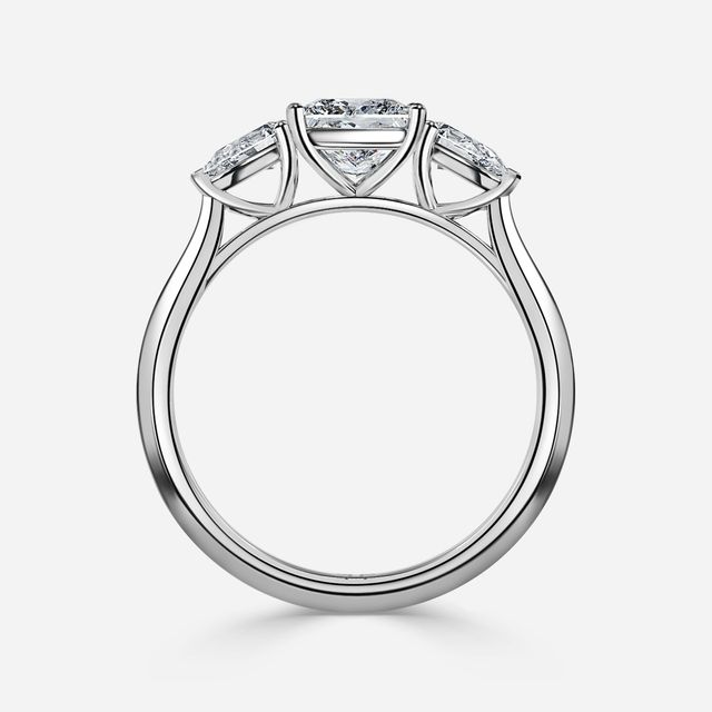 Amaya Platinum Pear Shape Wedfit Trilogy Engagement Ring