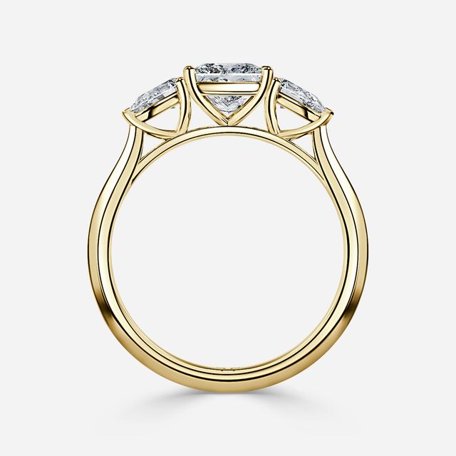 Amaya Yellow Gold Pear Shape Wedfit Trilogy Engagement Ring