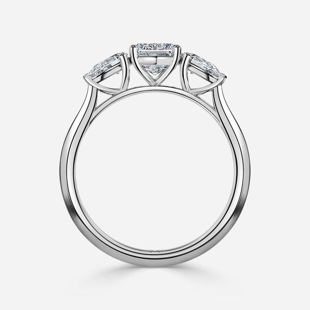 Amaya Platinum Pear Shape Wedfit Trilogy Engagement Ring