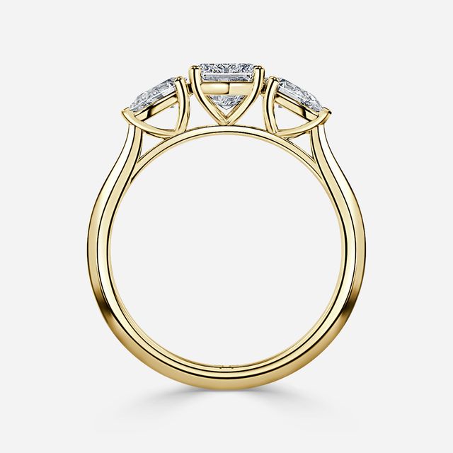 Amaya Yellow Gold Pear Shape Wedfit Trilogy Engagement Ring