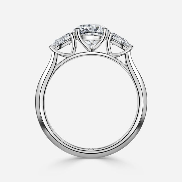 Amaya Platinum Pear Shape Wedfit Trilogy Engagement Ring