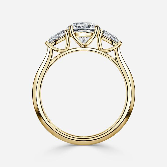 Amaya Yellow Gold Pear Shape Wedfit Trilogy Engagement Ring