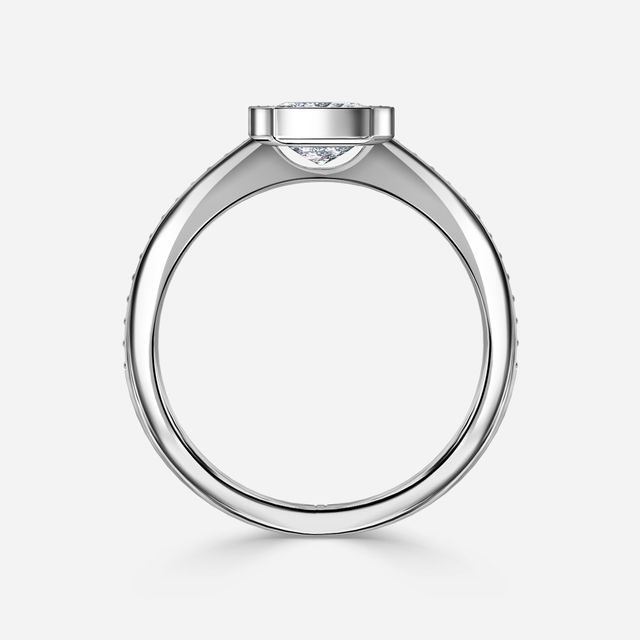 Milos White Gold Tension Set Halo Diamond Engagement Ring