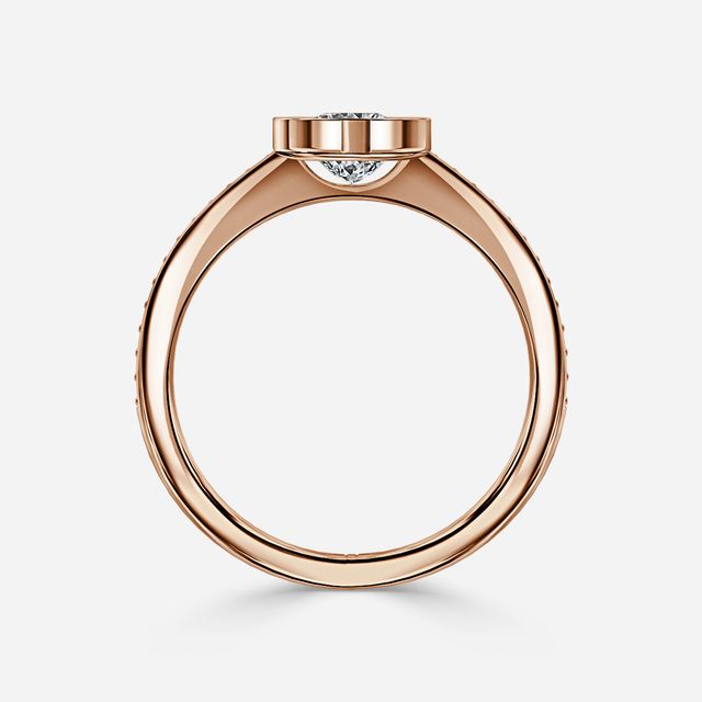 Milos Rose Gold Tension Set Halo Diamond Engagement Ring