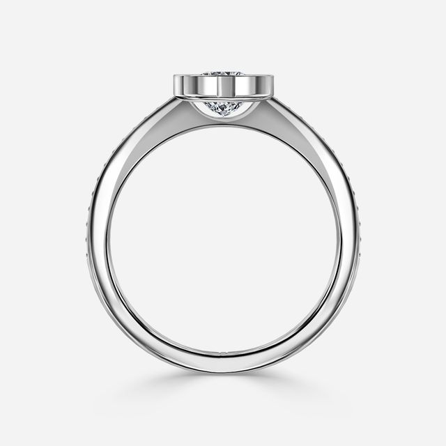 Milos White Gold Tension Set Halo Diamond Engagement Ring