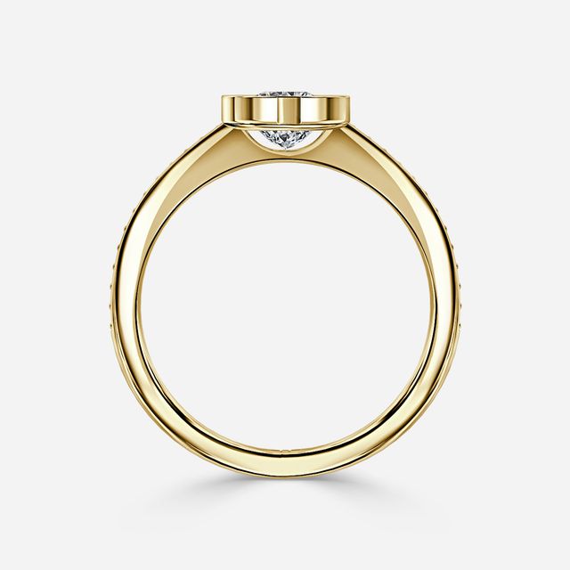 Milos Yellow Gold Tension Set Halo Diamond Engagement Ring