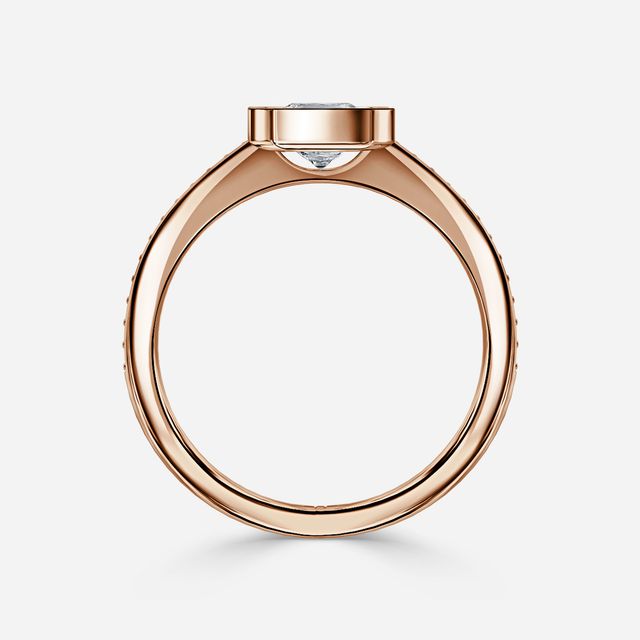 Milos Rose Gold Tension Set Halo Diamond Engagement Ring