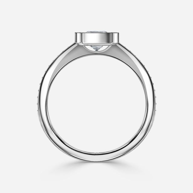 Milos White Gold Tension Set Halo Diamond Engagement Ring