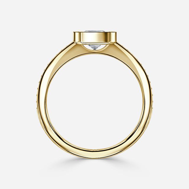 Milos Yellow Gold Tension Set Halo Diamond Engagement Ring