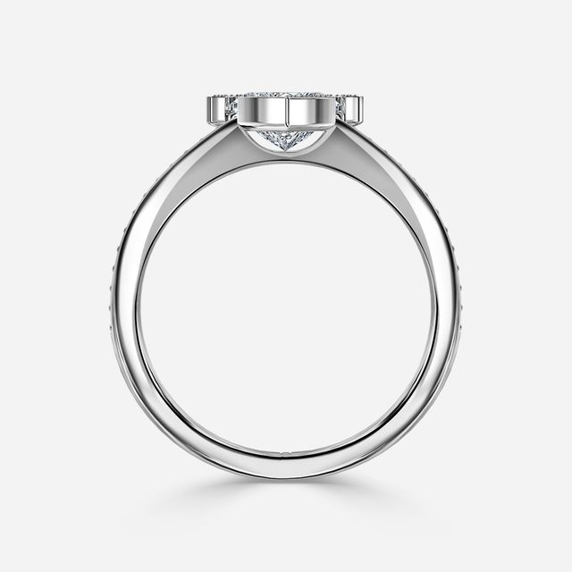Milos White Gold Tension Set Halo Diamond Engagement Ring