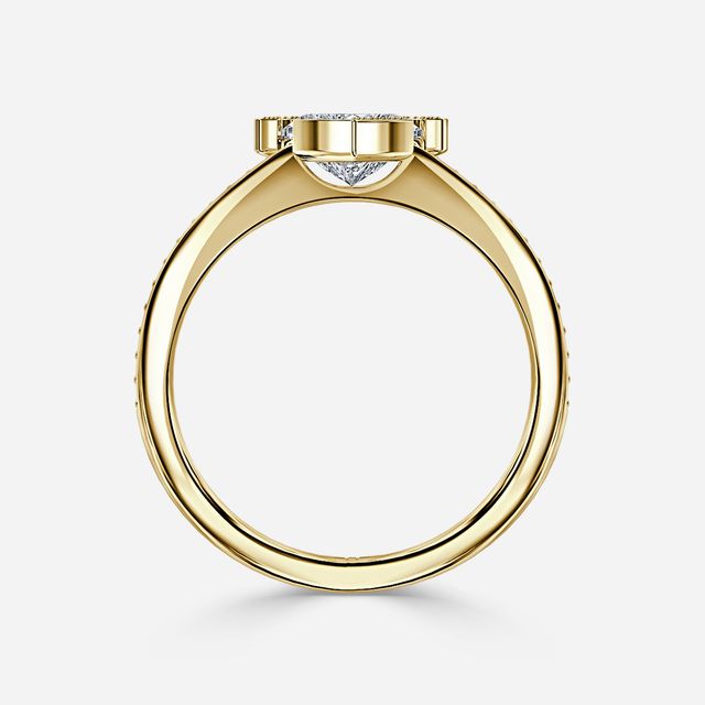 Milos Yellow Gold Tension Set Halo Diamond Engagement Ring