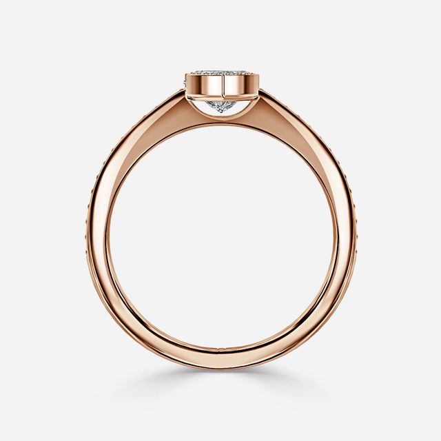 Milos Rose Gold Tension Set Halo Diamond Engagement Ring