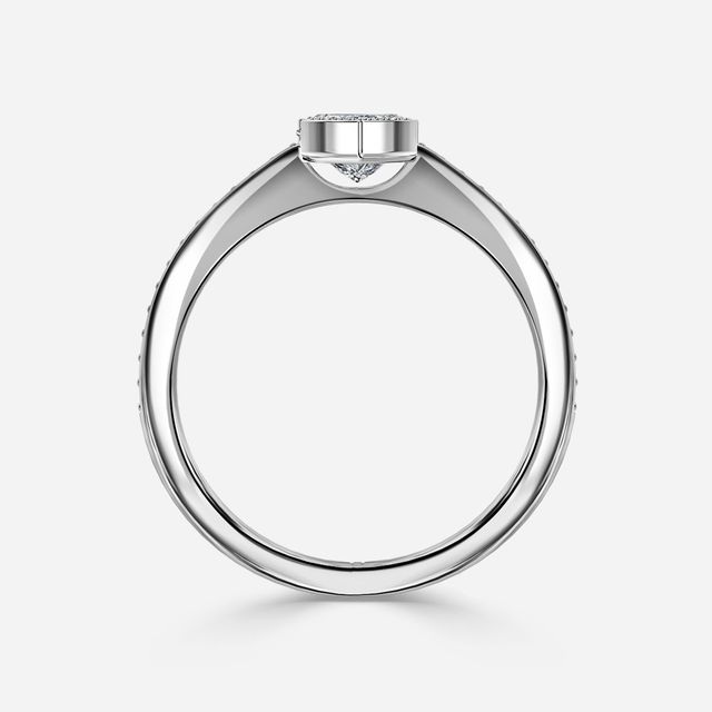 Milos White Gold Tension Set Halo Diamond Engagement Ring