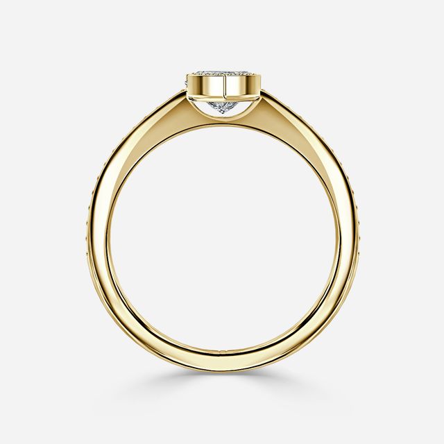 Milos Yellow Gold Tension Set Halo Diamond Engagement Ring