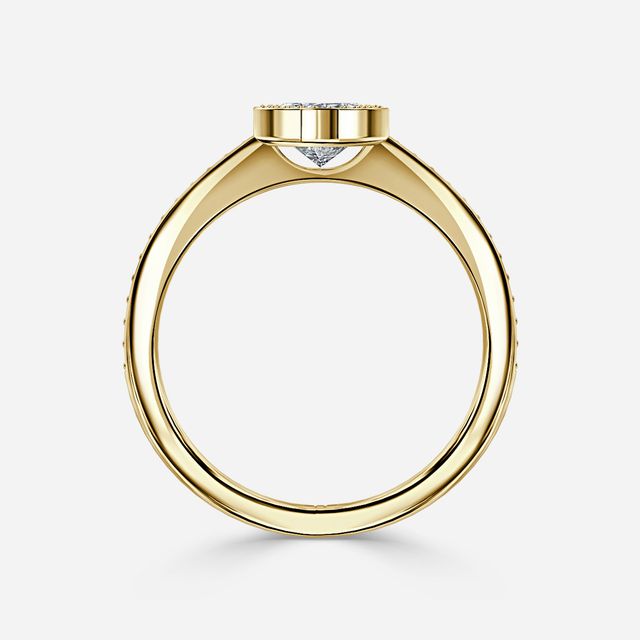 Milos Yellow Gold Tension Set Halo Diamond Engagement Ring