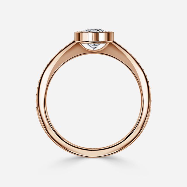 Milos Rose Gold Tension Set Halo Diamond Engagement Ring
