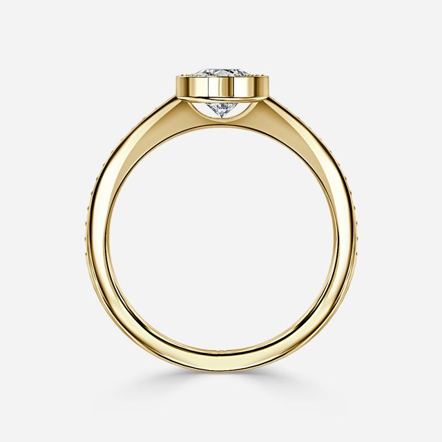 Milos Yellow Gold Tension Set Halo Diamond Engagement Ring
