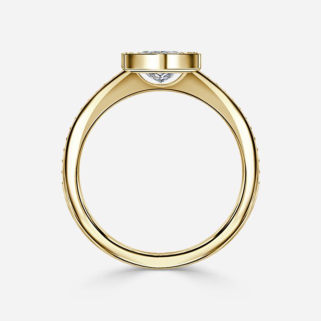 Milos Yellow Gold Tension Set Halo Diamond Engagement Ring