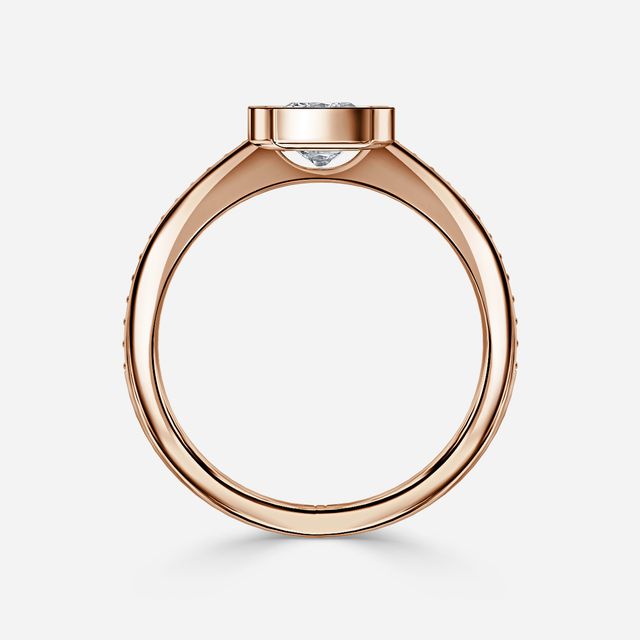 Milos Rose Gold Tension Set Halo Diamond Engagement Ring