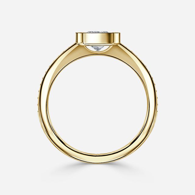 Milos Yellow Gold Tension Set Halo Diamond Engagement Ring
