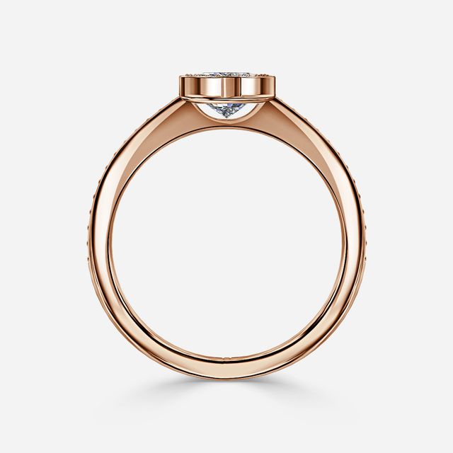 Milos Rose Gold Tension Set Halo Diamond Engagement Ring