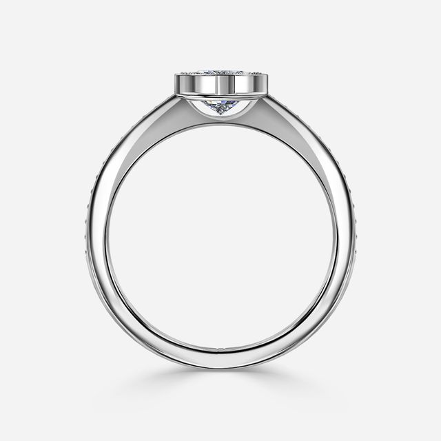 Milos White Gold Tension Set Halo Diamond Engagement Ring