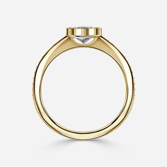 Milos Yellow Gold Tension Set Halo Diamond Engagement Ring