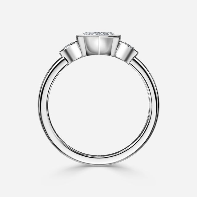 Varani White Gold Rub-Over Three Stone Engagement Ring