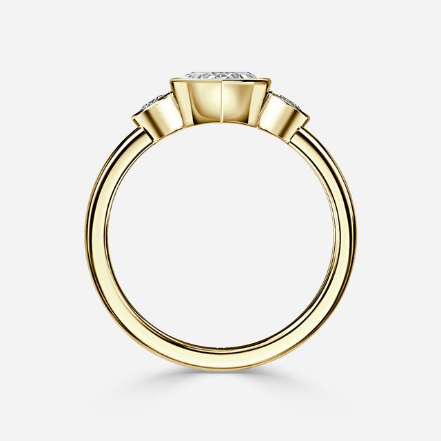 Varani Yellow Gold Rub-Over Three Stone Engagement Ring