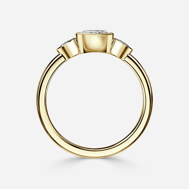 Varani Yellow Gold Rub-Over Three Stone Engagement Ring