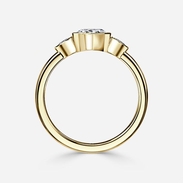 Varani Yellow Gold Rub-Over Three Stone Engagement Ring