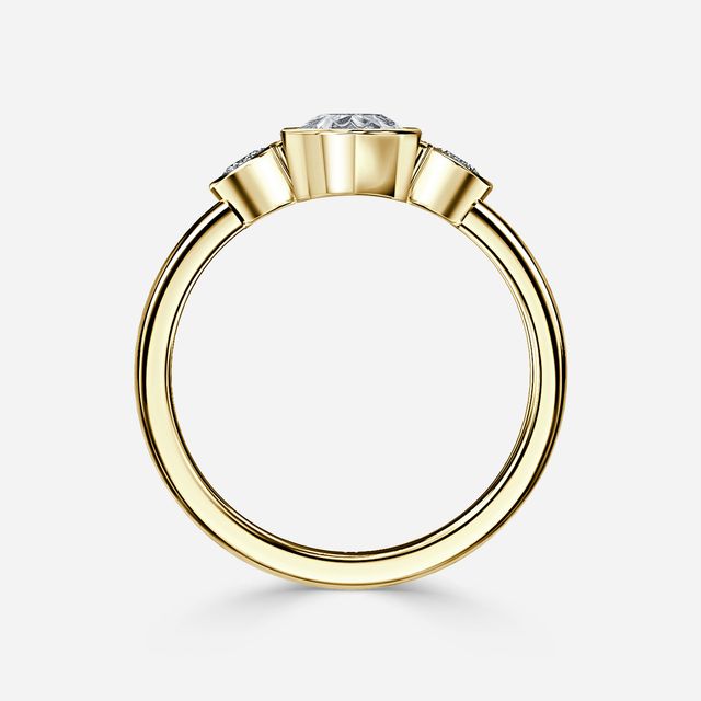 Varani Yellow Gold Rub-Over Three Stone Engagement Ring