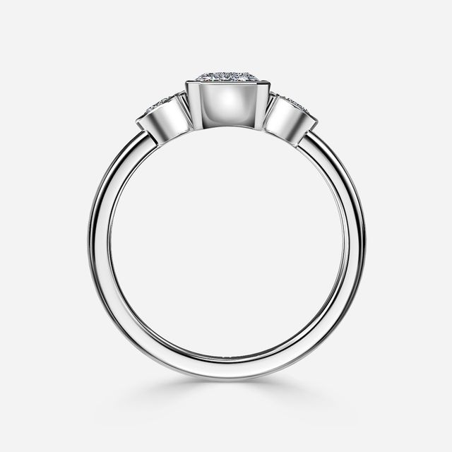 Varani Platinum Three Stone Bezel Engagement Ring