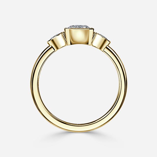 Varani Yellow Gold Rub-Over Three Stone Engagement Ring