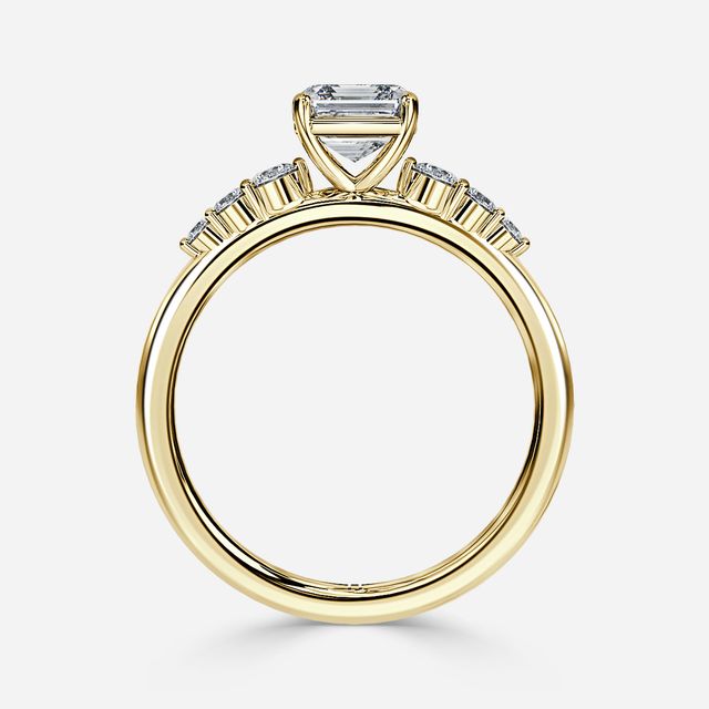Zahara Yellow Gold 7 Stone Diamond Band Engagement Ring