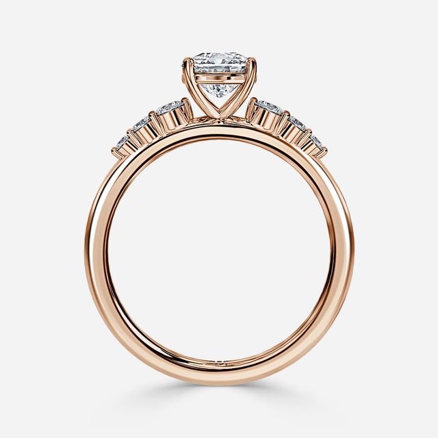 Zahara Rose Gold 7 Stone Diamond Band Engagement Ring