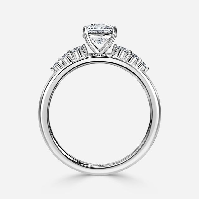 Zahara White Gold 7 Stone Diamond Band Engagement Ring