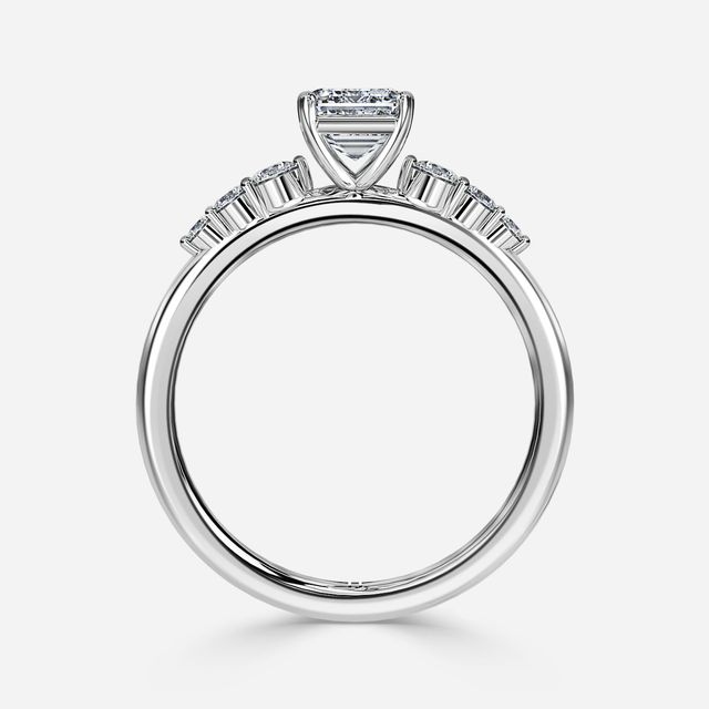 Zahara White Gold 7 Stone Diamond Band Engagement Ring