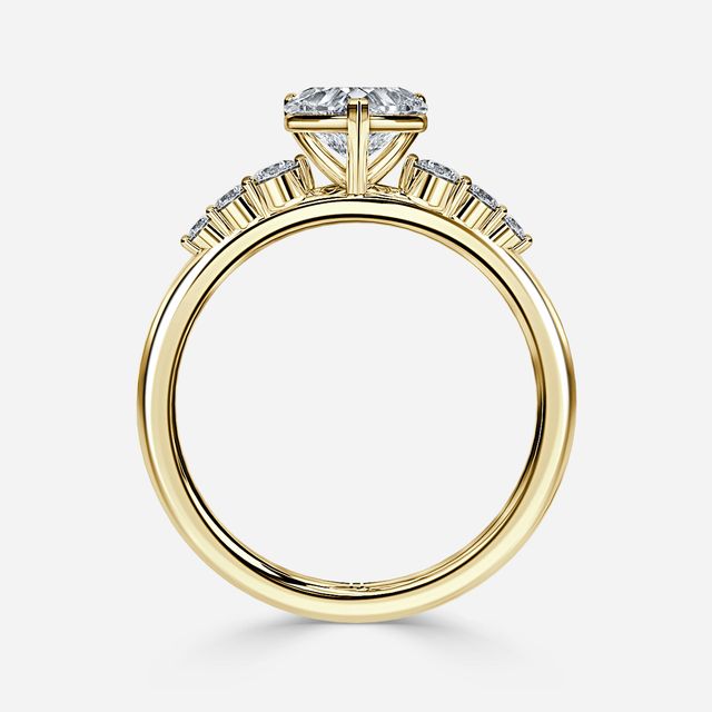 Zahara Yellow Gold 7 Stone Diamond Band Engagement Ring